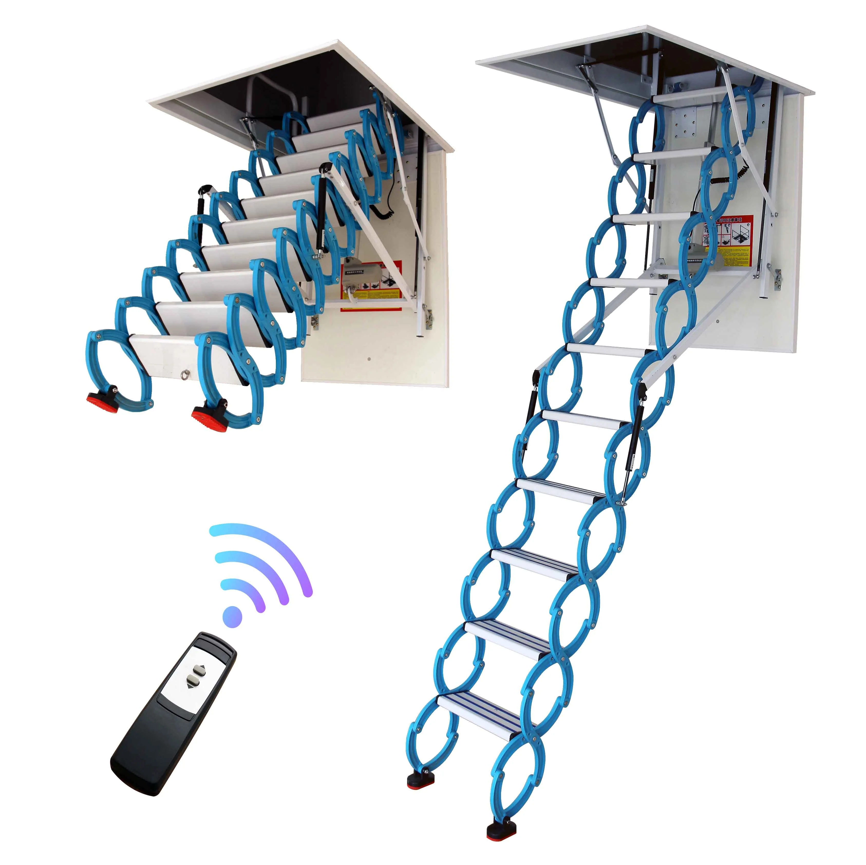 Roof Access Electric Ladder With Remote Control Attic Ladder Hinges Loft Telescopic Ladder for Townhouse