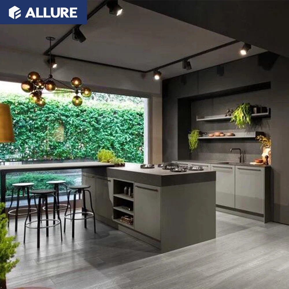 Allure Modern Designs of Built in Kitchen Hanging Cabinets Customized Durable White Lacquer Cabinet Kitchen Units Set Furniture