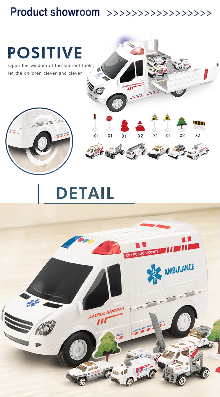 Hot DIY Toys Scenario Medical Die-casting Car Vehicle Inertial Storage Set Ambulance Cars Toys