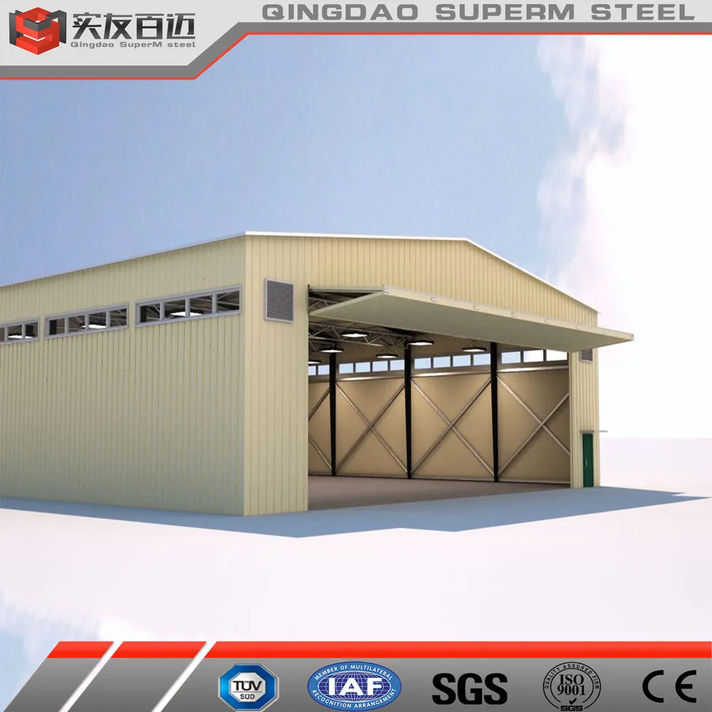 Qingdao SuperM Prefabricated Steel Structure Hangar Building With Insulation Sandwich Panel