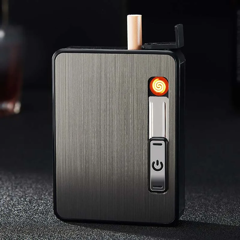 New Cigarette case with USB Lighter Built-in Heat Coil Lighter case Cigarette Is Smoking Accessories