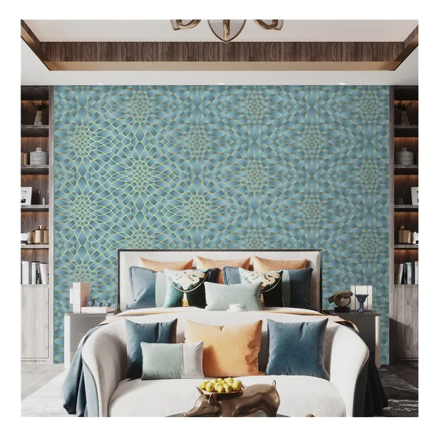 Hot Sale New Golden Wallpaper Pattern Metallic Style Geometric Wallpaper Living Room TV Background Wallpaper