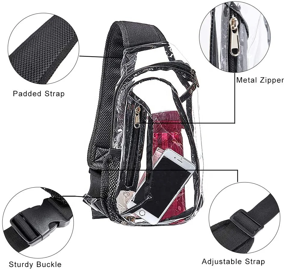 Dropship PVC Clear Crossbody Bags For Women Men Stadium Approved