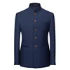 Giacca blazer con colletto alla mandarina blu navy