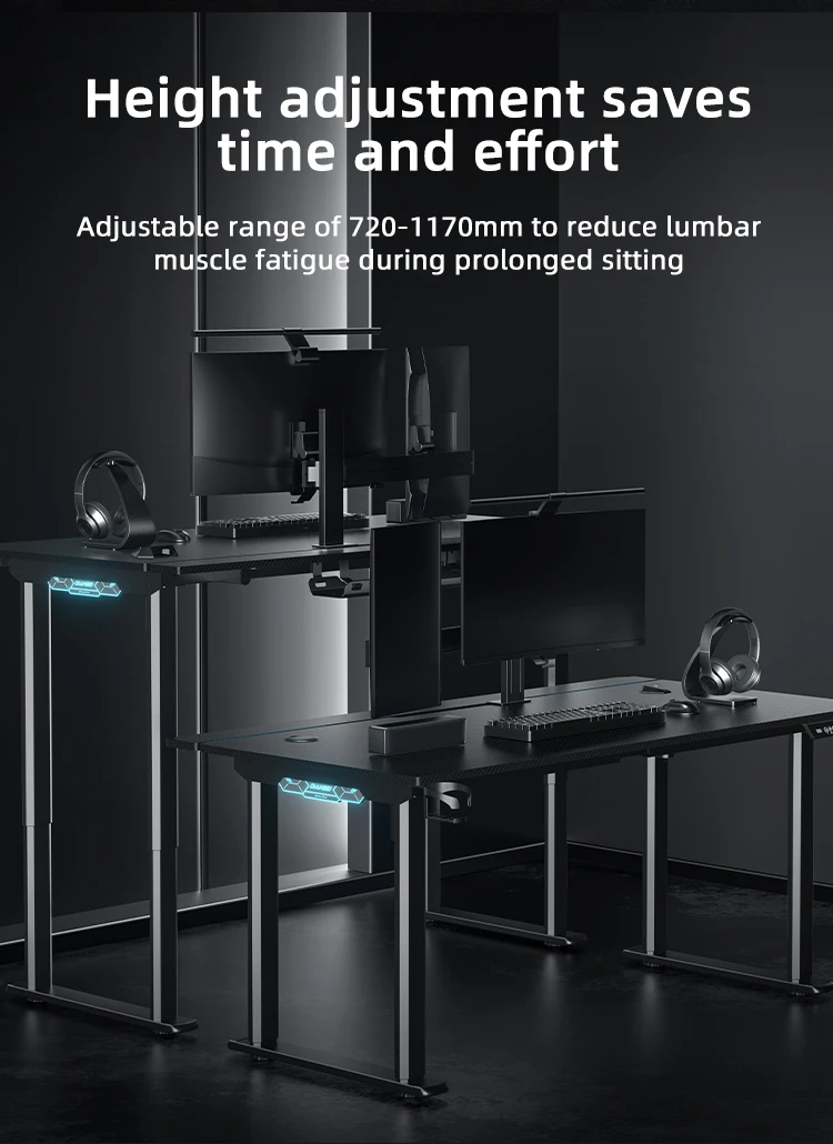 Hight Adjustable Standing Table QB Adjustable Gaming Table with Rgb Lights Electric Adjustable Gaming Table
