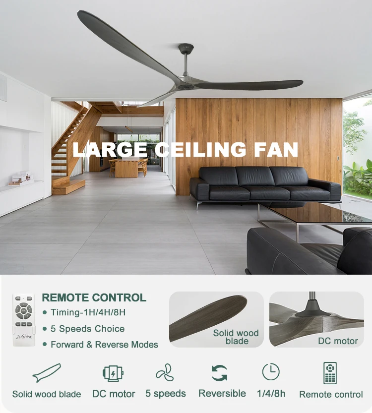 1stshine Ceiling Fan High Profile 88" Big Size Wood Blades Remote