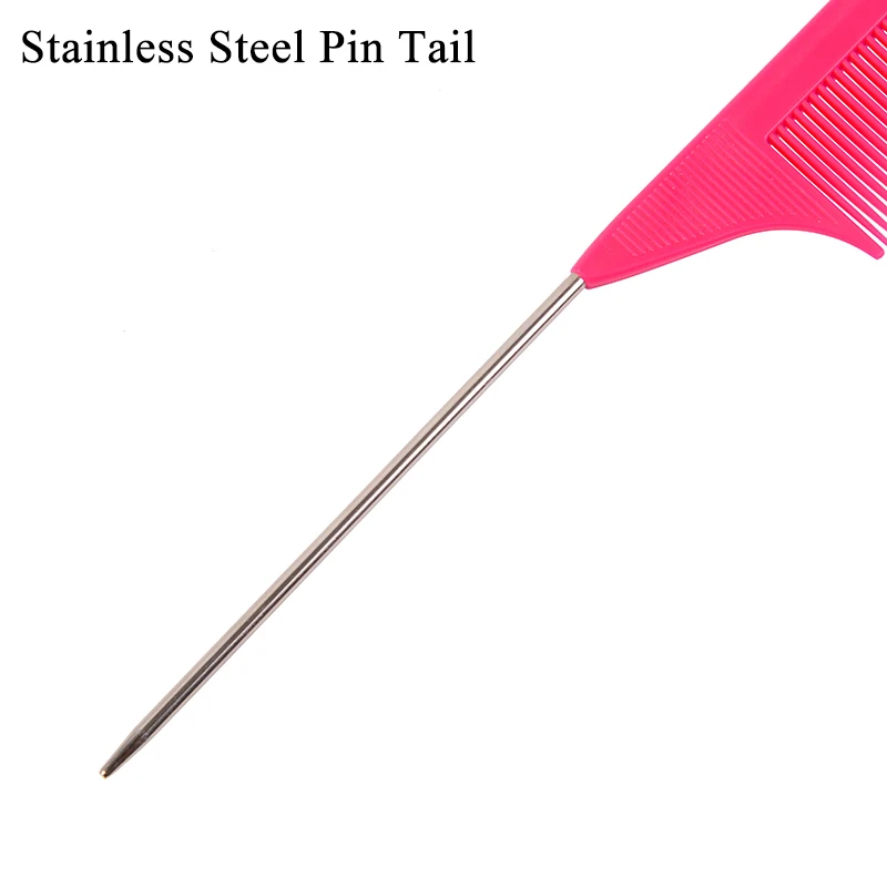 Wholesale Salon Hairdressing Rat Tail Comb Anti Static Heat Resistant Parting Hair Comb Metal Pin Tail Carbon Braiding Comb