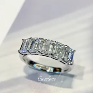 PT950 Platinum Full Eternity Ring, 5x0.49CT Princess Cut Lab-Grown Diamonds, 4.539g Custom Wedding/Engagement Ring for Women