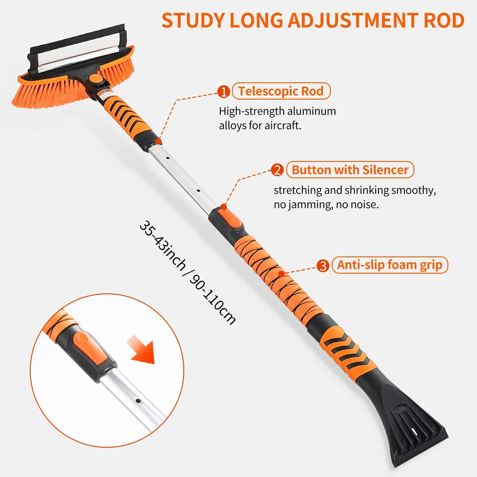 Зимний ручной съемный раздвижной автомобильный Грузовик Волшебная щетка для мытья окон снег скребок льда