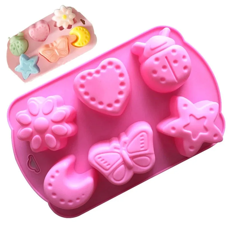 DIY Silicone Mold 6 Cavity Insect Shaped Cake Mould Jelly Chocolate DIY Baking Christmas Biscuit Mold Ice Grid Mould supplier