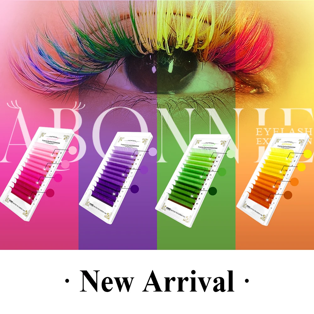 Abonnie Custom Own Brand Rainbow Glitter Lashes Individual Color