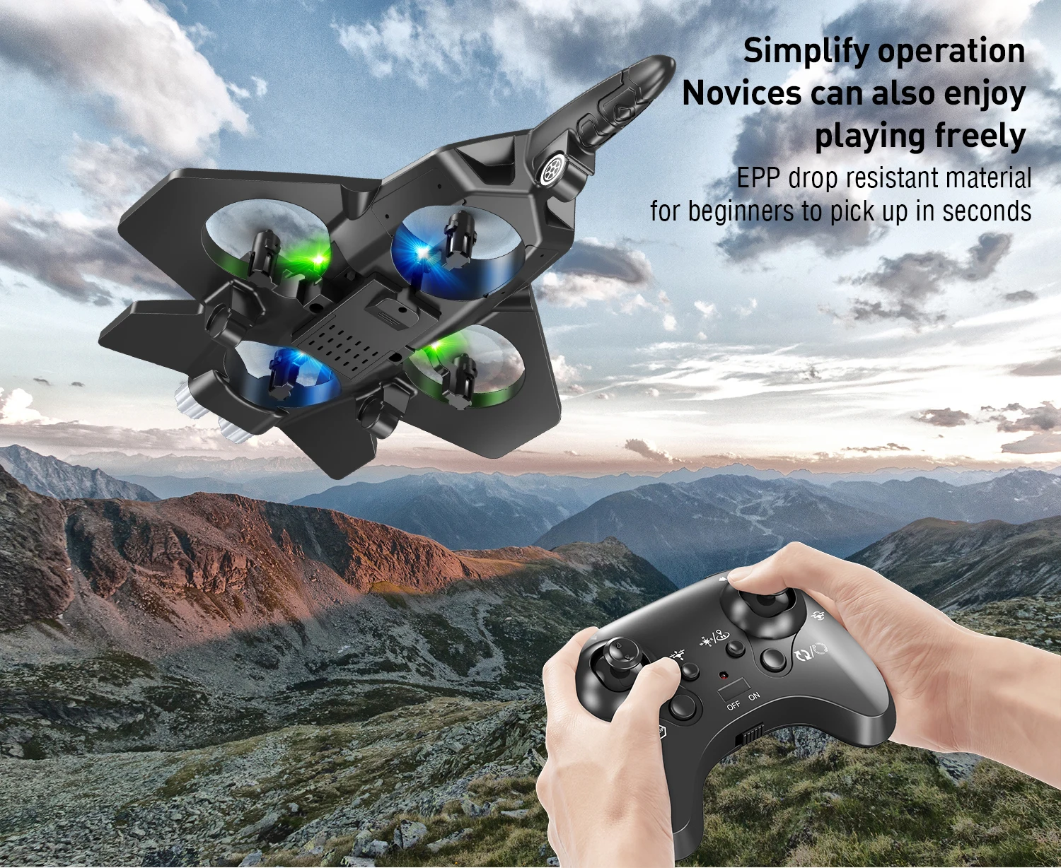 E36 2.4GHz Glider Remote Control RC Airplane Drones Headless Mode One Click Take off Mini Drone Plane Fighter