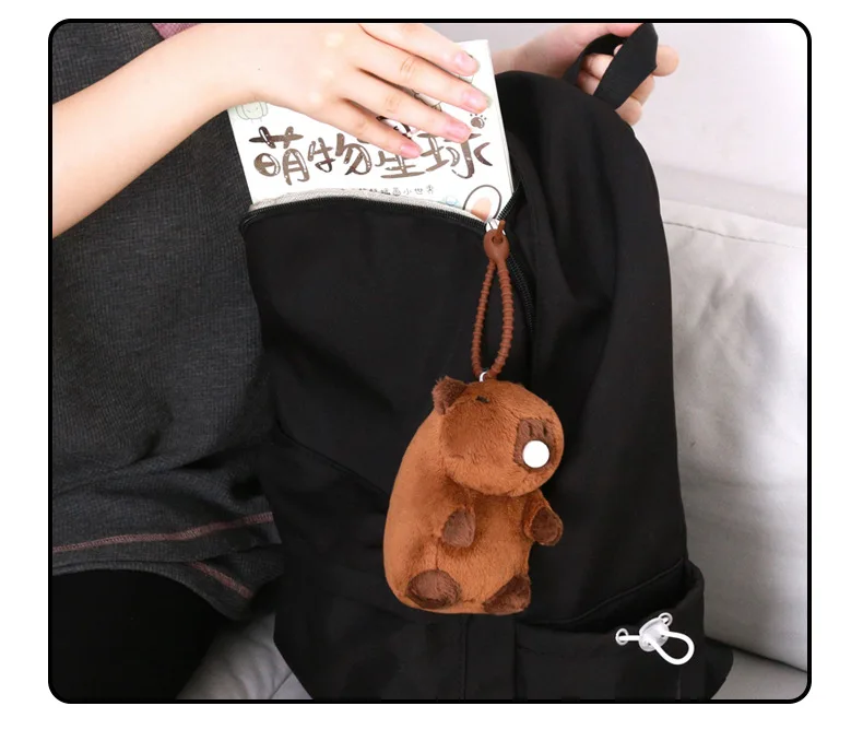 RuunJoy Capybara Plush With Turtle Backpack Simulation Capibara Anime Fluffty Doll Cute Stuffed Animals Doll Xmas Gift Kid Toys