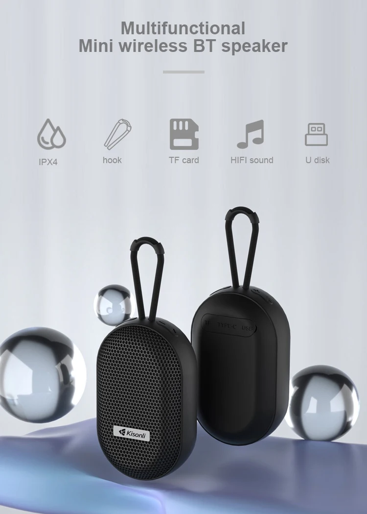 Kisonli T6 Waterproof Portable Mini Wireless Sub Woofer Speaker