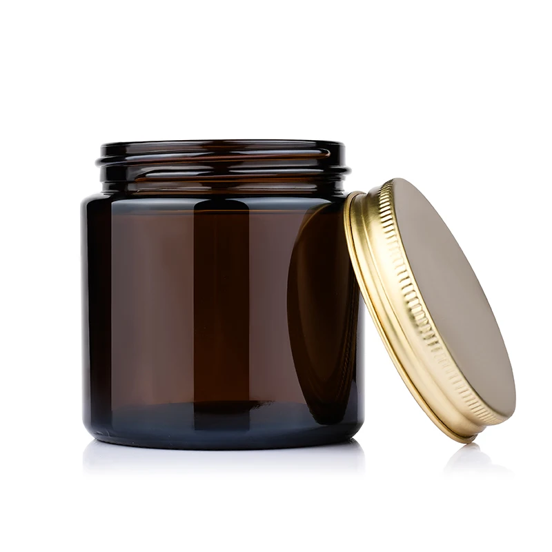 Custom Logo OEM 50ml 100ml 250ml 500ml Mini Brown Amber Round Candle Jar Empty Clear Amber Glass Jars for Candle