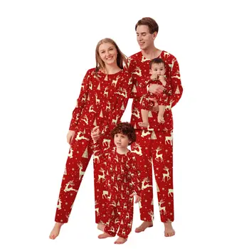 New Year Nightwear Holiday Mom Daddy Baby Christmas Pajamas Sets Sleepwear for Adult Kids Baby Family Matching