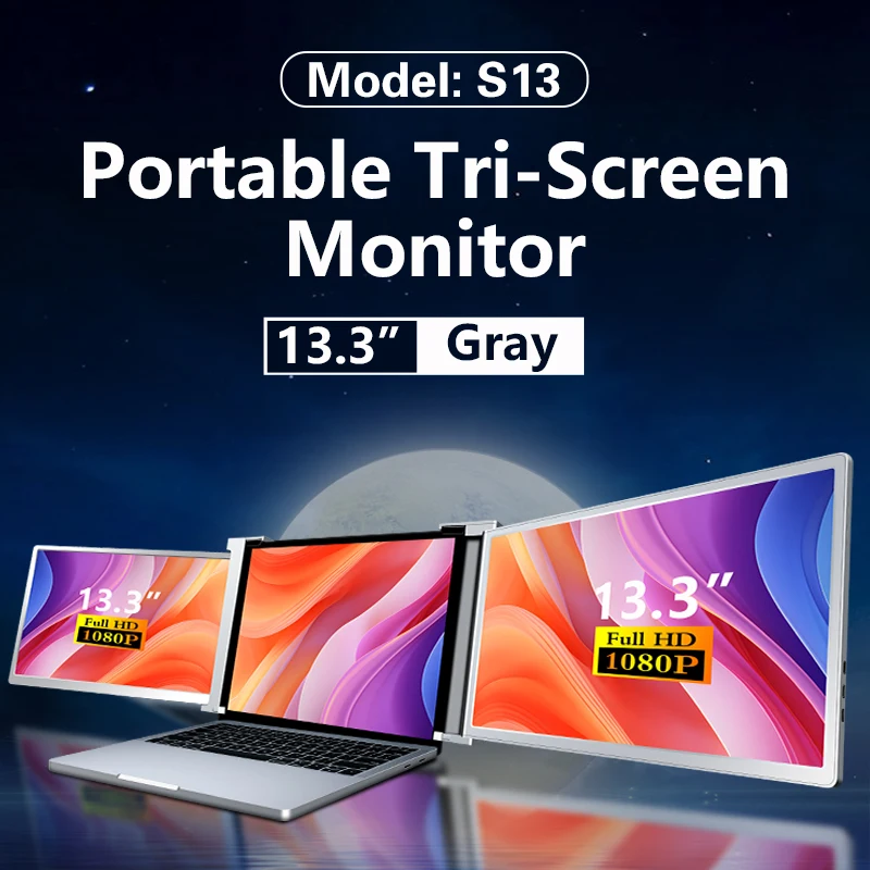 卸売 13.3インチ 2 IPS フルビュー ポータブル トリプルスクリーン