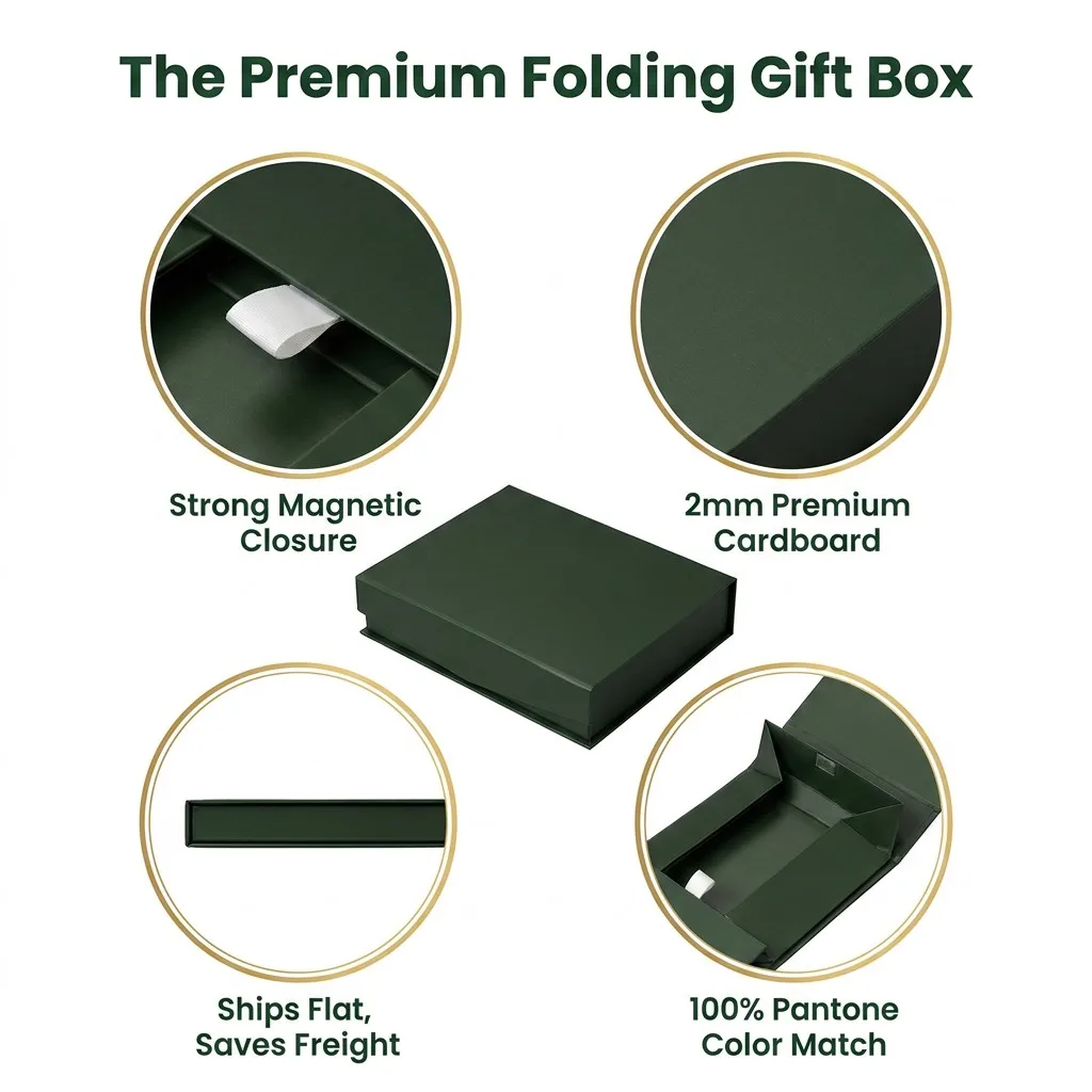 Premium Crush-resistant Magnetic Foldable Box for Apparel Brand 1200gsm Rigid Board Flat-ship Space-saving Garment Packaging