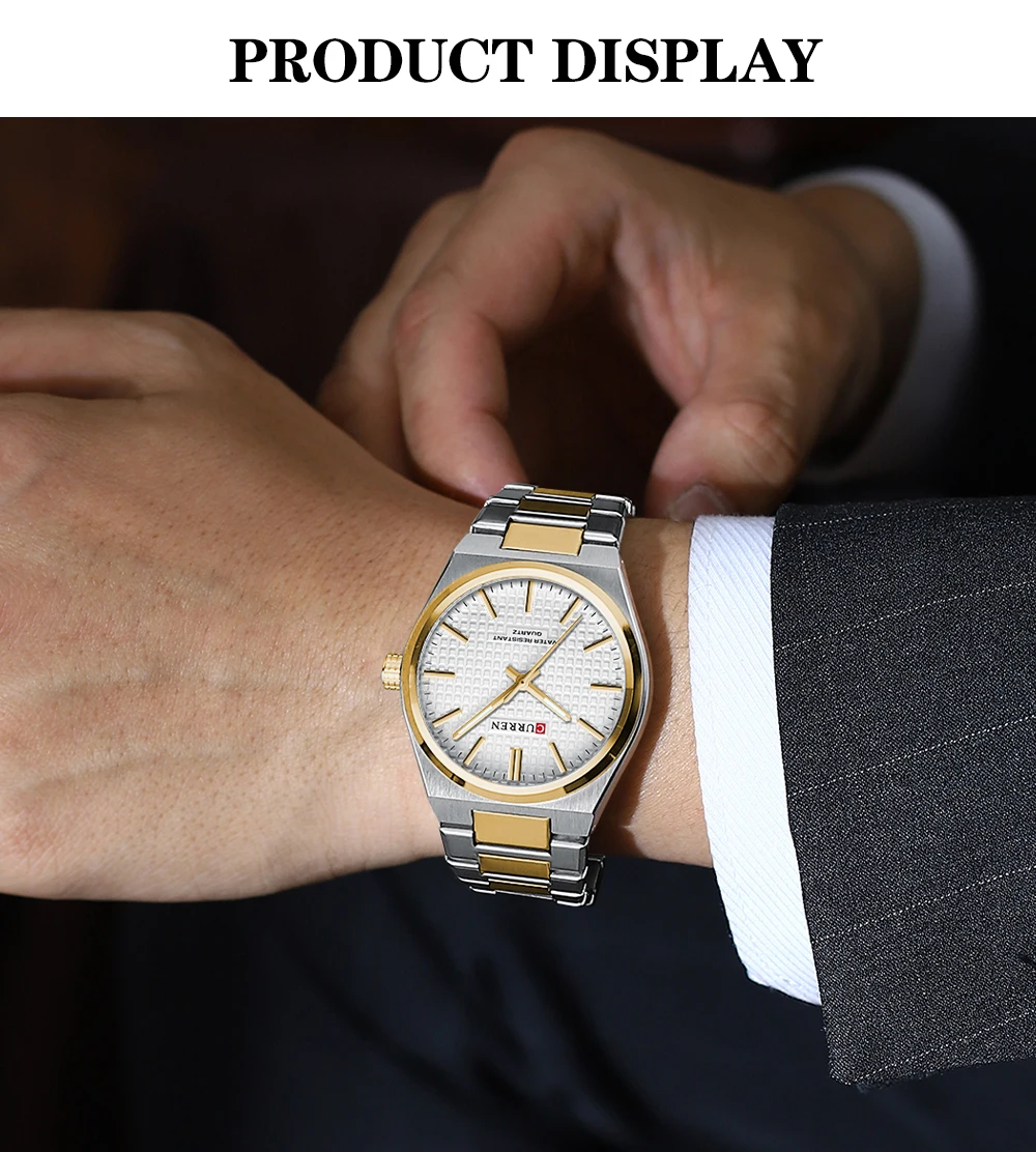 CURREN Quartz Men Watch Top Brand Luxury Business Cool Waterproof Male Clock Sport Stainless Steel Wristwatch Gift 8439