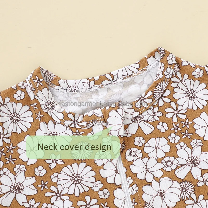 Customized Printing Doubleway Zipper Baby Bamboo Onesie Fold Over