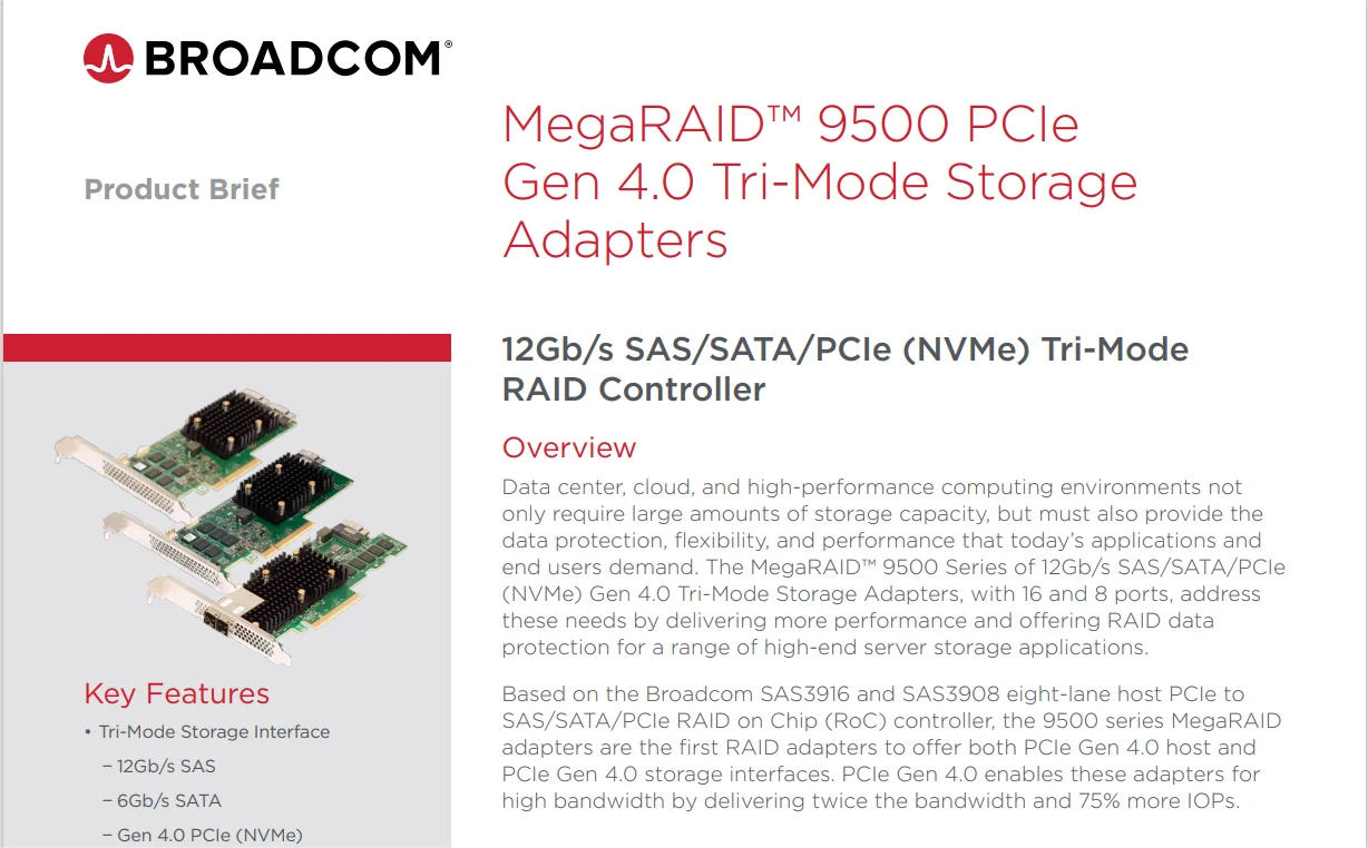 Megaraid 956016i 16port 8gb Cache Trimode 12g Pcie4 X8 Cntrl For Hpe