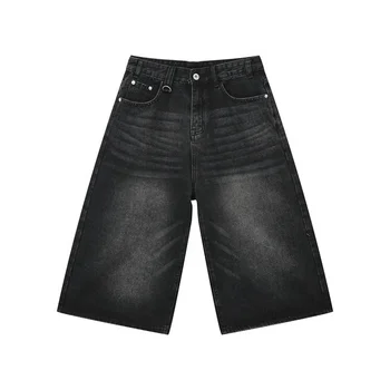 Customize High Quality Custom Men Jeans Loose Baggy Street Style Vintage Wash Denim Men Jeans Shorts