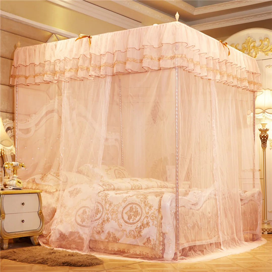 Москитная сетка из полиэстера для трехдверной напольной королевской принцессы желтого цвета