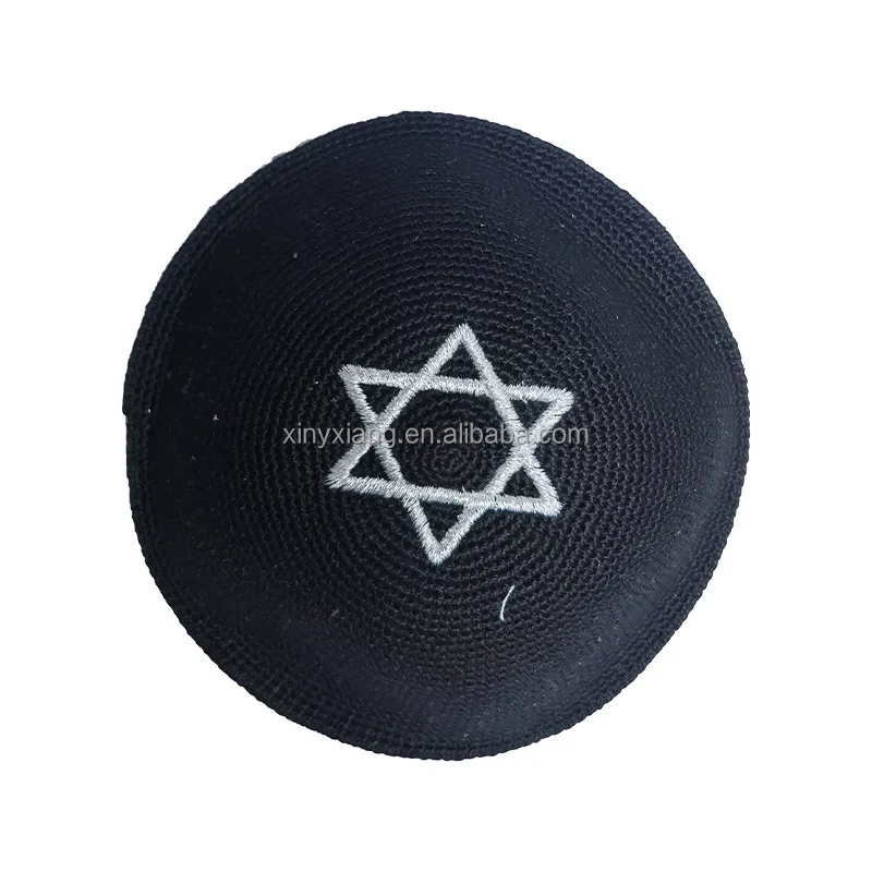 Factory Custom Kippah Thin Thread Jewish Cap Kipa Yarmulke Israel Yamaka Hat Kipot Bris, Hand Knitted Cotton DMC Kippah
