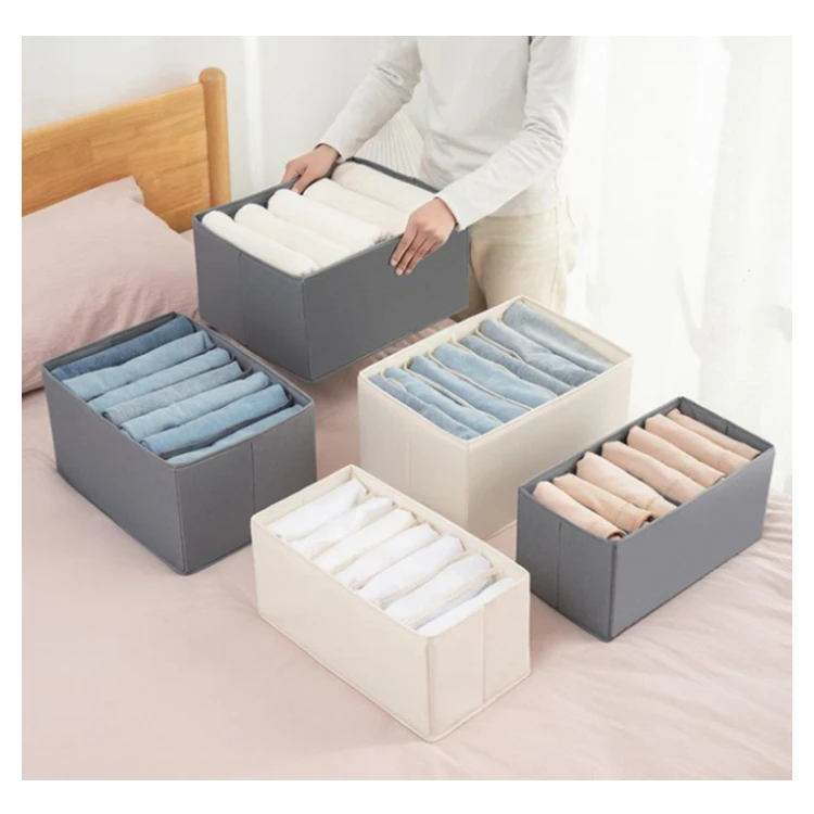 Washable Foldable Household Socks Clothing Storage Box Jeans 6 Grids Oxford Wardrobe Clothes Folding Organizer for