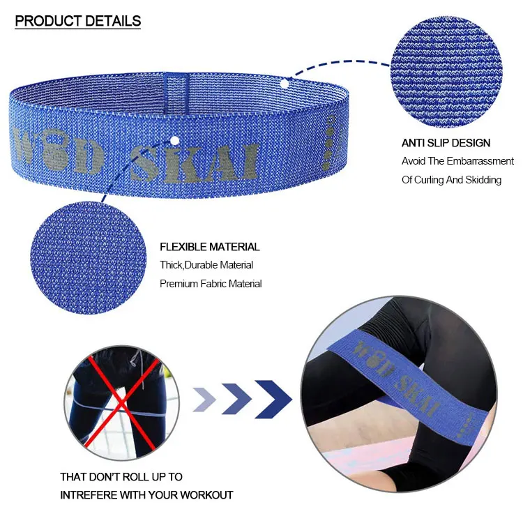 Custom Logo Non Slip New Cotton Fitness Booty Bands Workout Exercise Elastic Fabric Hip Circle Set Glute Resistance Bands