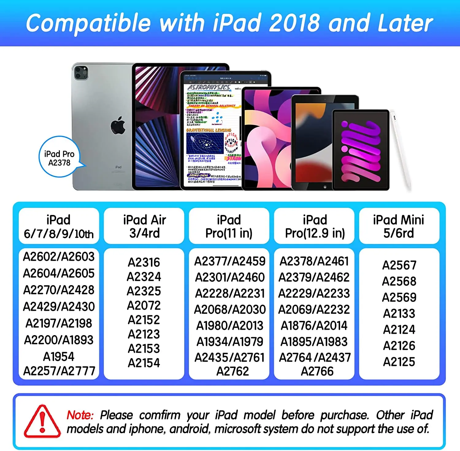 Стилус для iPad с ладонью, карандаш-отказатель 2-го поколения, совместимый с 2018-2022, умная Bluetooth-ручка для письма и рисования