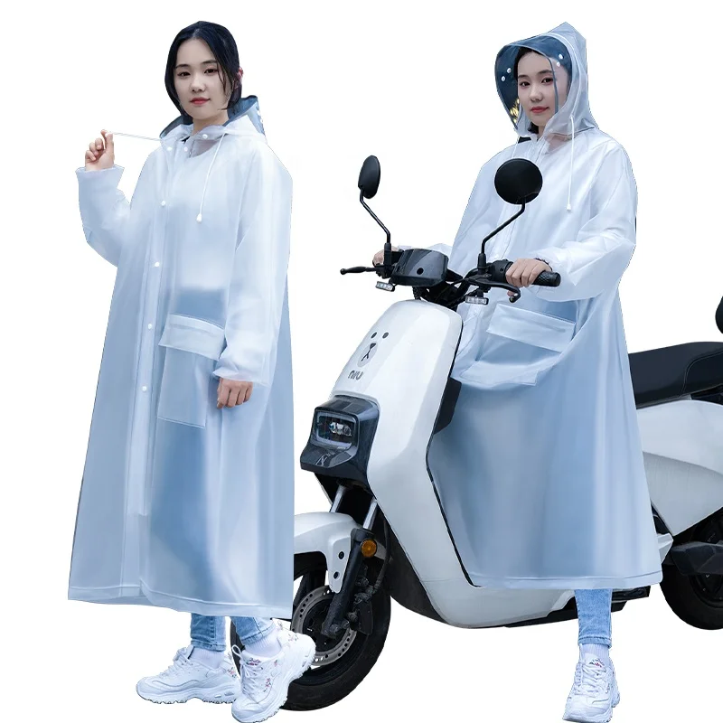 Custom Wholesale Girls' EVA Reusable Motorcycle Raincoats Waterproof Raincoat Long Plastic with Hood for Hiking Activities