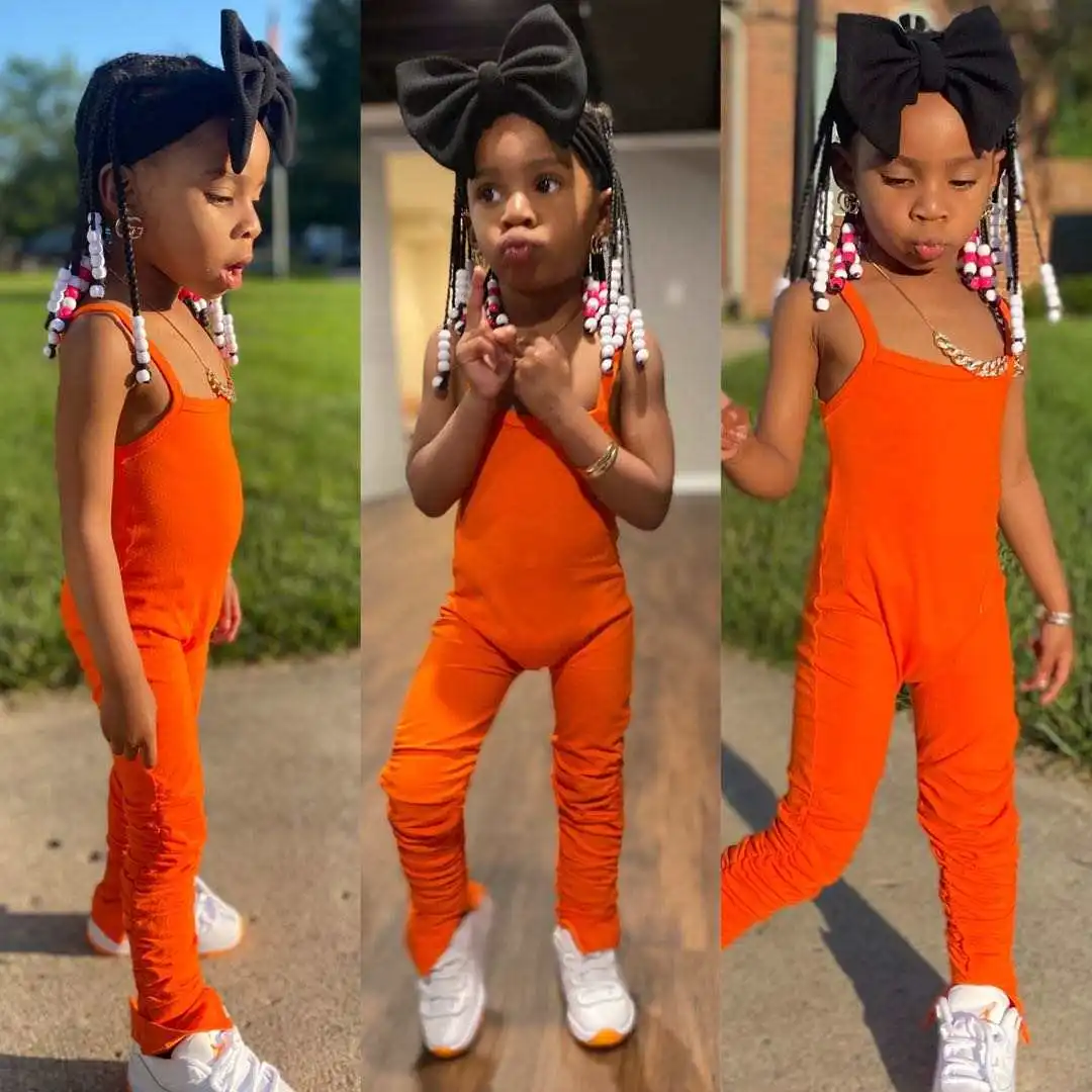 Wholesale Oem Little Girls Boutique Clothes Kids Stacked Pants 2 Year