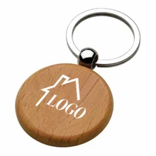 Nicro Factory Price Custom Shape Engraved Logo Round Rectangle Metal Wood Crafts Souvenir Gift Wooden Keychain Car Key Chain