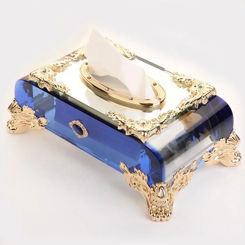 High Quality European Luxury Diamond Crystal Tissue Box Home Decoration
