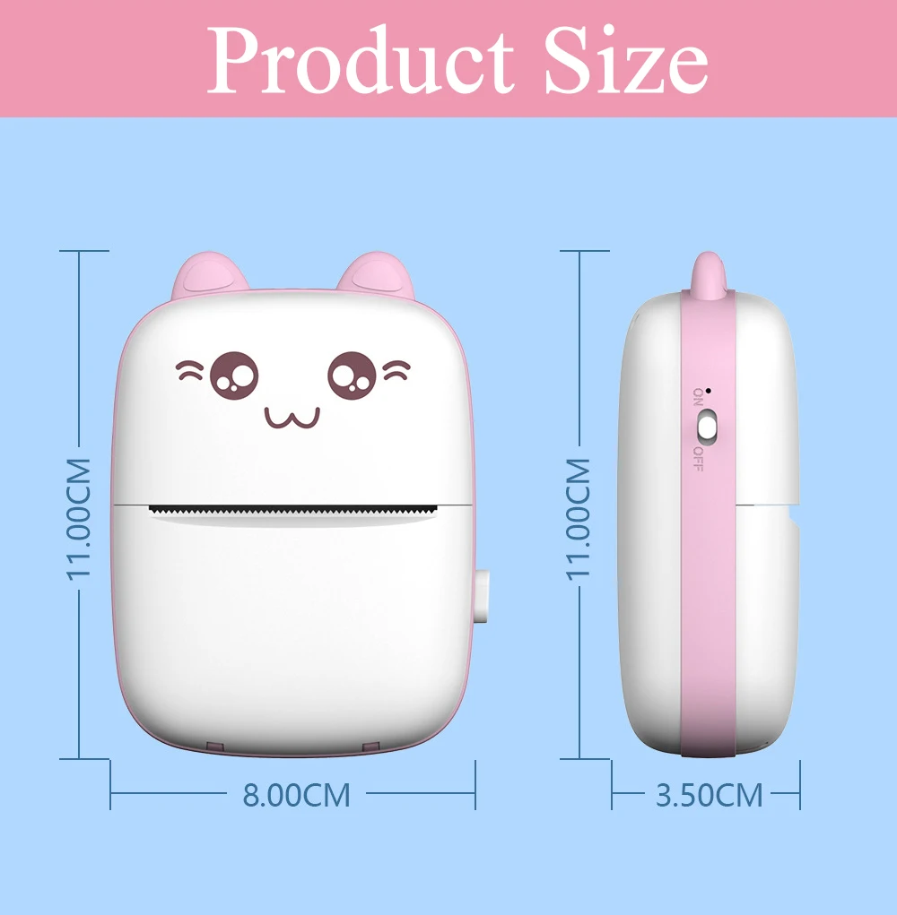 Mini Portable Pocket Mobile Thermal Printer Smart Inkless Printing Stickers Label Photo Wireless Bluetooth Printer