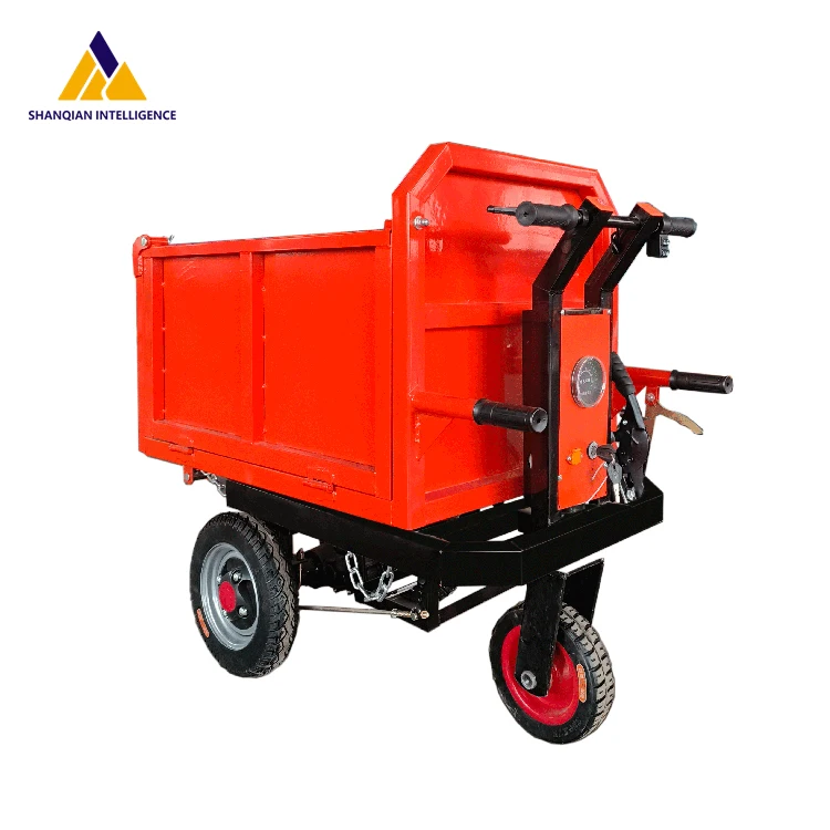 Simple Operated Battery-Driven Hand Cart for Farm Work 3-Wheel with Push Bucket