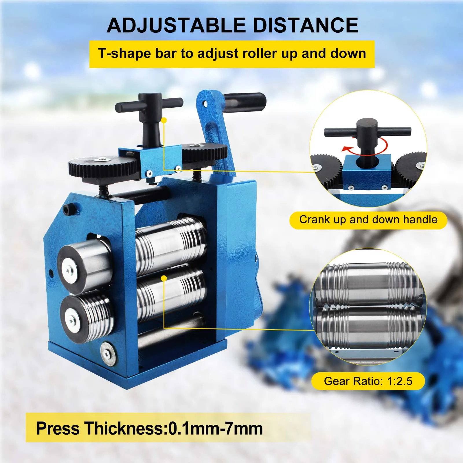 Sheet Square Semicircle Pattern Wire Roller Gear Ratio 1:2.5  Mill Manual Combination Rolling Mill Machine Jewelry Rolling Mills