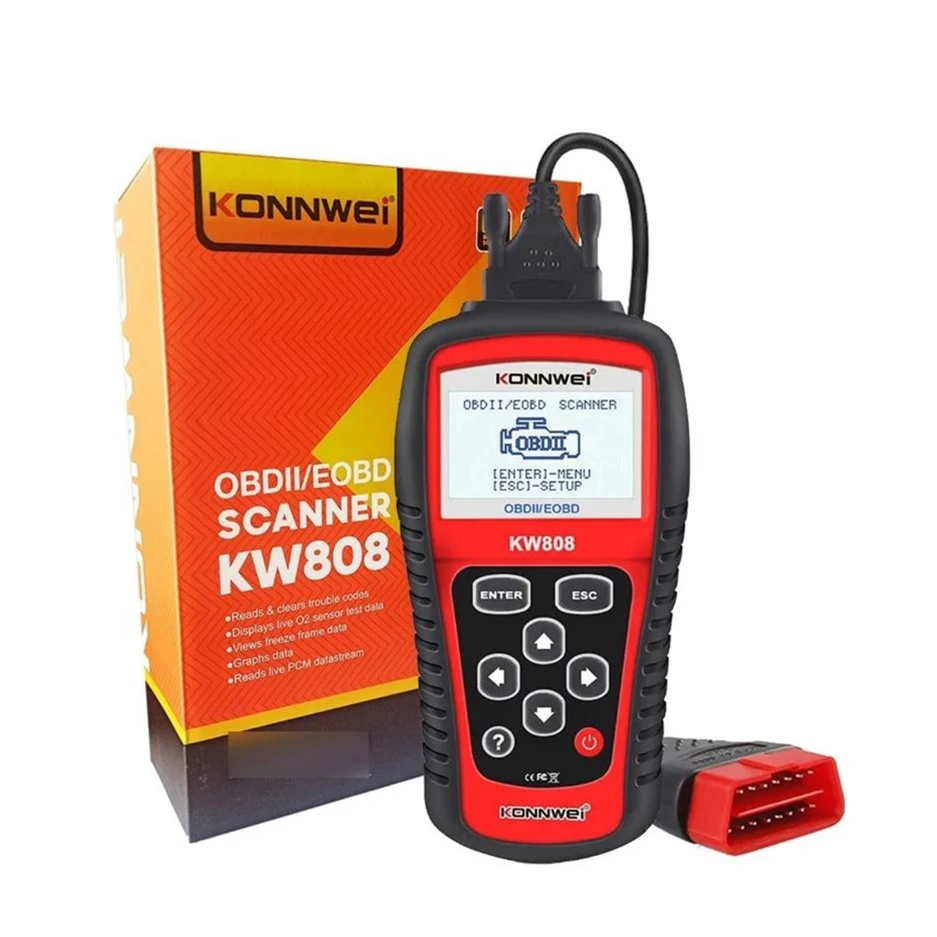 Full Function Handheld KONWEI KW808 OBD2 EOBD Diagnostic Tool Car Engine System Trouble Scanner