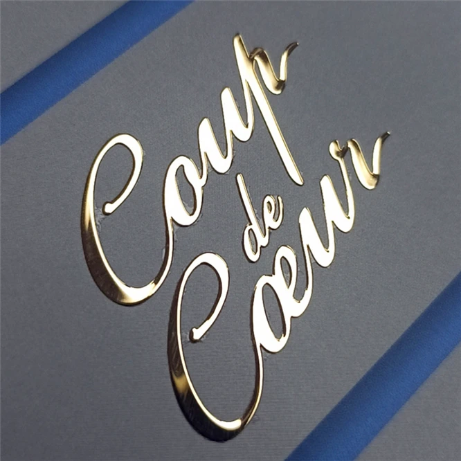 Metallic Letters Labels Custom Thin Electroform Gold Nickel 3d Logo Transfer Embossed Decals