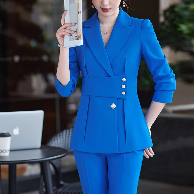 Wholesale High-quality 2 Piece Pant Set Formal Blue Business Suit ...