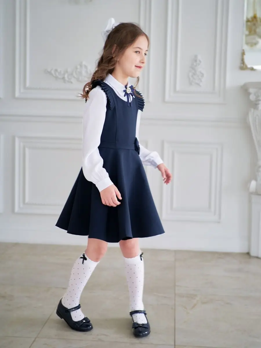 Wholesale Oem Custom School Uniform Jumper For Girls Navy Blue Uniform ...