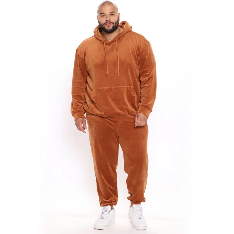 Chándal de terciopelo personalizado para hombre, Sudadera con capucha de  poliéster polar y pantalones de dos piezas para correr