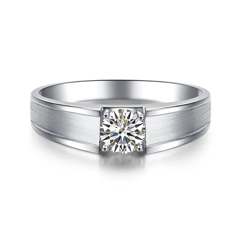 HMOIS ring customized 18k 0.5ct plated gold ring round vvs unique moissanite ring