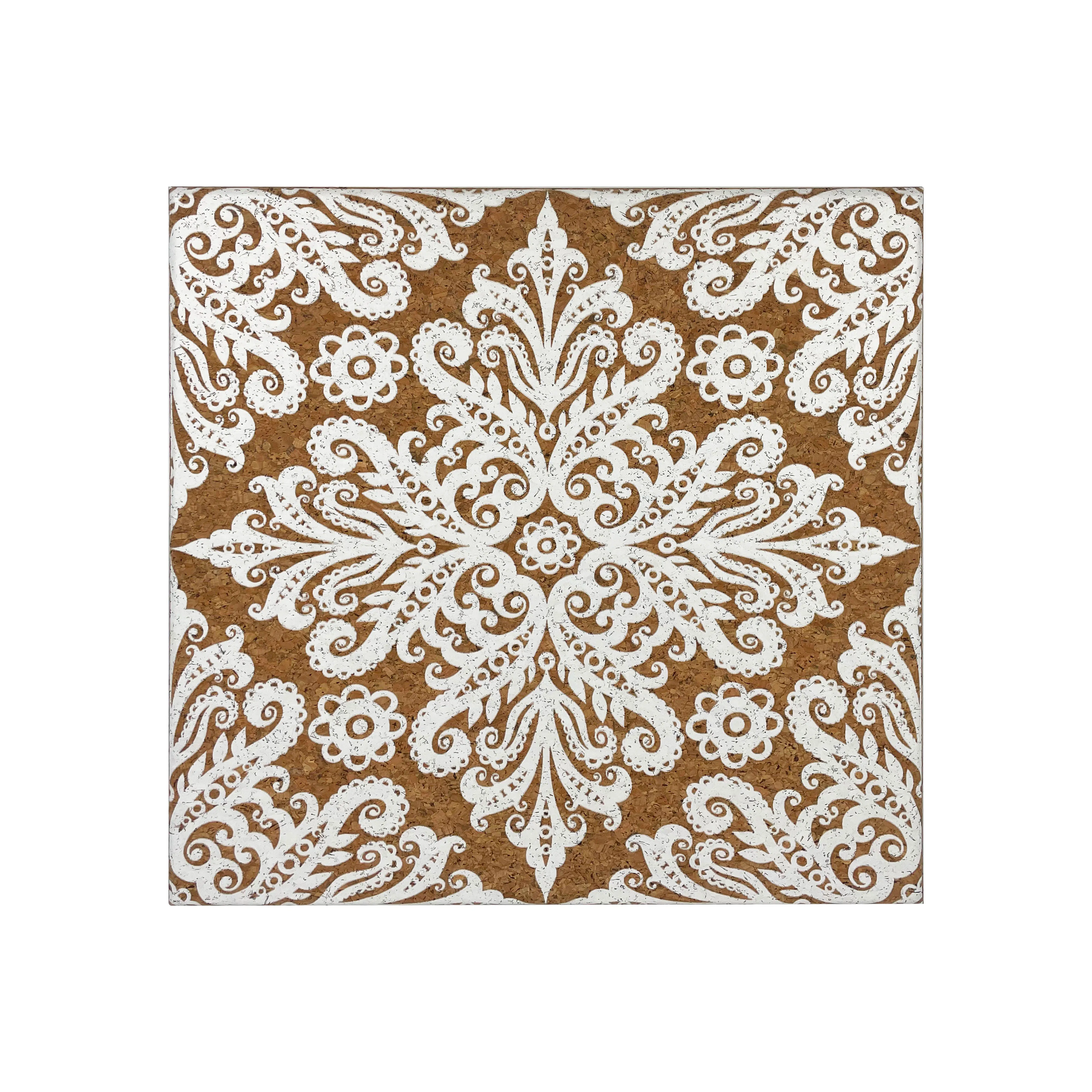 Cork Sheet Board Bulletin Board Borders 18*18 Inches Printed Cork  Wall Hanging Cork Board Decoration with White Floral