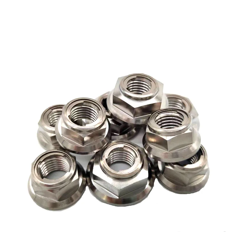 Hot Sale Alloy M10*1.25mm Titanium Flange Metal Lock Nut Titanium Fuji