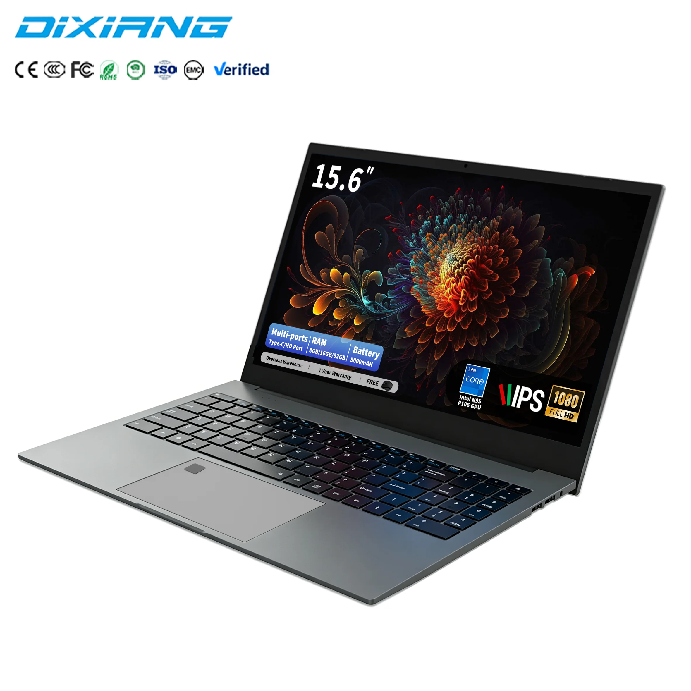 新品OEM N95ノートパソコン、15.6インチ画面、P106、RAM 16GB、Win 11