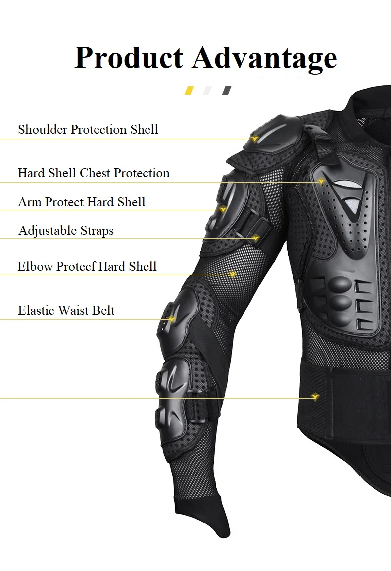Upgraded Thicken PE Shell Motorcycle Racing Anti Collision Safety Protection Riding Jackets With Neck Brace
