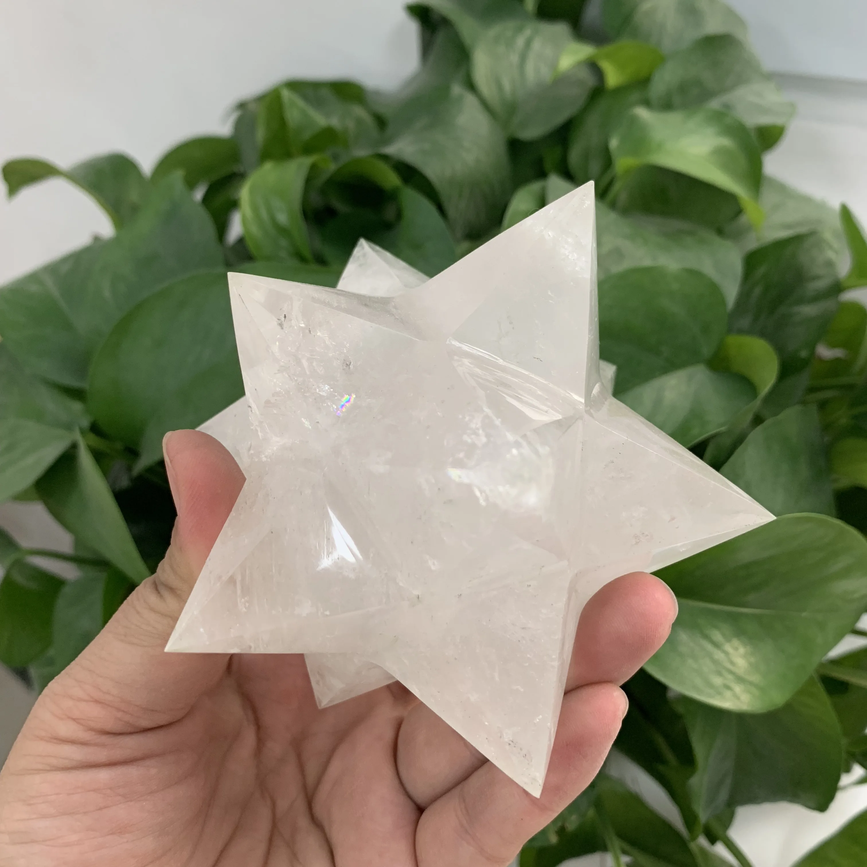 Natural Clear Quartz Crystal 12 Points Merkaba Star for Healing Decoration
