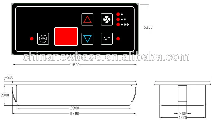 Manufacturer CK200216 Led Display Auto Dlimate air Conditioning Controller Bus Truck Facepanel